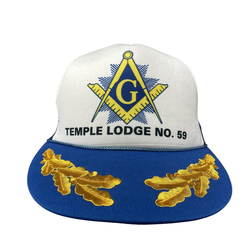 Temple Lodge No 59 Hat Cap Snap Back One Size Mens Blue Masonic G Embroidered